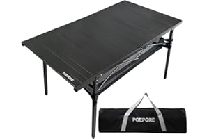 ‎POEPORE POEPORE Campingtisch Faltbar Aluminium Groß Klapptisch für 4-6 Personen Outdoor Faltbar Gartentisch mit Netzablage Aufbewahrungstasche 137 x 70 x 70cm bis 80kg Schwarz