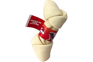 Mister zoo – Hueso Mordedor para Perros Hecho de Cuero 100% Natural Tamaño 4/5, Juguete Masticable de Piel Natural Deshidratada para el Cuidado Dental de Cachorros y Perros Grandes (Mediano)