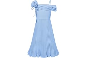 GRACE KARIN Niñas Vestido Elegante Sin Mangas Vestido Plisado con Hombros Vestido De Fiesta A Line