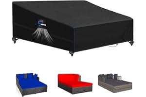 SIRUITON Cubierta para Sofá Cama de Exterior - Protector Impermeable 420D para Muebles de Jardín de Ratán, Ideal para Sofás Dobles y Tumbonas（175x180x80/38cm）
