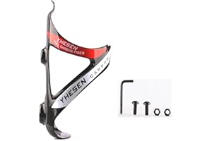 ESEN SP Portabotellas de Fibra de Carbono, Cuna de Bicicleta Ligera y sólida, rápida y fácil de Instalar, Ideal para Carreteras, montaña (Brillante, Rojo)