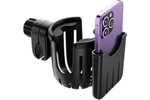 ELETOROT Passeggino porta bicchiere, passeggino con ganci, passeggino, tazze, porta biberon universale, 360 gradi rotante, porta bicchiere in ABS regolabile Biberon Organiseu