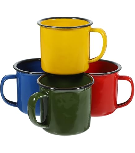 Lot De 6 Tasses à Expresso En émail Colorées – Style Rétro Et Pratique