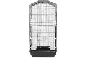 HUOLE Volière Cage à Oiseaux sur roulettes Design Maison perchoirs Portes Plateaux excréments Amovibles métal Pet Products,Cage, avec Rangement(46 * 36 * 92cm-Noir)