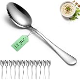 Soup Spoons Set of 12, Berglander Dinner Spoon 18.8 cm Food Grade Stainless Steel, Metal Spoons for Home, Kitchen or Restaura