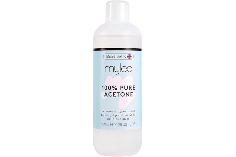 Mylee 100% Pure Acetone Gel Nail Polish Remover for UV/LED, Gel Soak Off, Removes All Types of Nail Polish, Gel Polish, Acrylic, Gels, Nail Tip & Glue (600ml)