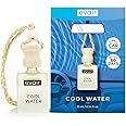 Evair Cool Water Car Air Freshener, Car Aroma with Essential Oils, Hanging Perfume for Car in Glass Bottle with Wooden Diffuser Lid (10ml, Pack -1)