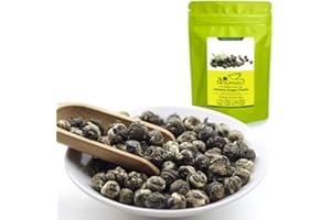 LWXLJMJZC－ Jasmine Dragon Pearls Tea-100g/3.53oz Loose Leaf Green Tea with Pleasant Jasmine Aroma-Jasmine Tea Suitable For Both Hot And Cold