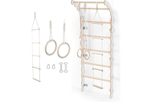 MAMOI® Armazón de escalada para interiores, pared de peldaños para habitación infantil, anillos de gimnasia para niños, para escalada, pared de escalada y equipos de juego, aparatos de gimnasia con
