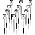 GIGALUMI Solar Lights Outdoor Garden Waterproof,12 Pack,Stainless Steel LED Solar Garden Lights for Patio, Lawn, Yard and Landscape Decor, Cold White