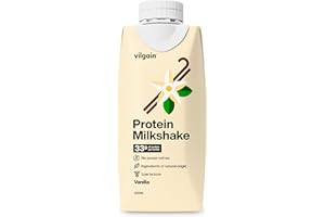 Vilgain Protein Milkshake, 33g protein per serving, Low lactose, milk protein shake, No artificial additives, Sweetened with stevia (330ml, vanilla)