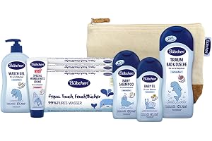 Bübchen Vårdset för nyfödda, 7 delar – presentset med babyprodukter, från milt schampo till närande sårskyddskräm, utan silikoner