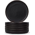 Shay Quarter Plates Set of 6, Black Japandi Series | Matte Finish | Premium Stoneware | Snacks Plates Set of 6 | Dessert Plates | Snack Plate | Small Plates (Japandi Quarter Plates, Black)