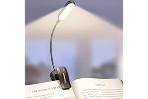 Glocusent Lampe de Lecture Rechargeable, 20 LED Liseuse Lampe Clip, Gradation Progressive & 5 Modes Protection des Yeux, 3–100LM, 360° Cou Flexible, Indicateur, Longue Travail pour Lire au Lit