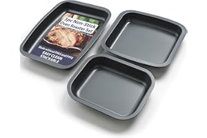 DAWSONS LIVING Set of 3 Premium Non-Stick Deep Oven Roasting Trays Set | Lead, PFAS & PTFE Free | Deep, Stackable, Easy Clean, Dishwasher Safe | Perfect for Roast, Baking & Tray Bakes