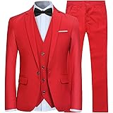 KUDORO Costume Homme 3 Pièces Slim Fit Smoking à Un Bouton Men Suits 3