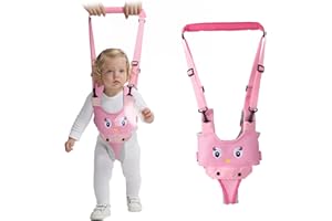 IULONEE Transpirable Bebés Ayudante para Caminar Asa Ajustable Asistente para Caminar para Niños Pequeños Niño de pie y para Caminar Arnés de Seguridad para Niños de 7-24 Meses (Mesh Rosa)