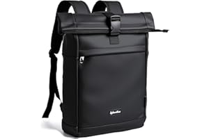 Sylvanthos Waterproof Backpack, Laptop Rolltop Backpack for Men & Women with Anti-Theft Zip, Expandable (18-25L) Rolltop Backpack for Travel, Work, School and Business - Black