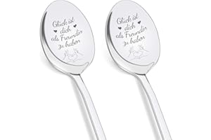 ‎PRSTENLY Geschenke für Freundin Weihnachten, PRSTENLY 2 Stück Kaffeelöffel mit Gravur-Glück ist, dich als Freundin zu haben, Beste Freundin Geschenke Geburtstag, Hochzeitstag Jahrestag Geschenk für Sie