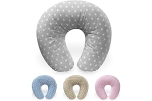 Interbaby Almohada Embarazada Algodón 55x55 cm, Relleno de Silicona | Cojin Lactancia Bebe Cómodo, Fácil Lavado, Versátil | Cojin Embarazada para Recientes y Futuras Mamás | Star Gris