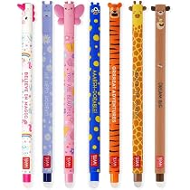 Lot De 8 Stylos Gel Effaçables Legami - Motifs Animaux Kawaii, Encre Thermosensible 0,7 Mm