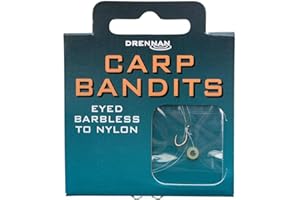 Drennan Carp Bandits Eyed Barbless Hooks to Nylon