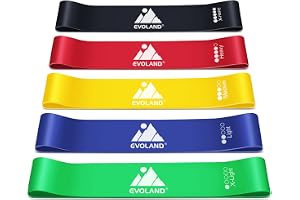 Träningsband 5-pack, träningsband, styrketräning, motståndsband, set naturligt gummi, motståndsband med 5 steg, träningsband för armar och ben, träning för yoga, pilates