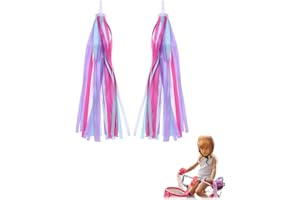 YALIYU Bike Tassels for Girls, 1 Pair Scooter Tassels Girls, Bike Streamers, Micro Scooter Ribbons, Scooter Streamers, Bike Tassels, Easy Attach to Scooters Tricycles Bikes Handlebars