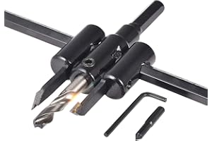 KATUR Sega a tazza regolabile Kit di punte da 30 mm a 200 mm, punta da trapano per legno a secco per taglio rotondo, strumenti per la lavorazione del legno con foro a torsione per il fai da te