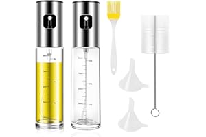 Fuonmka 2 Pcs Oil Sprayer for Cooking, 100 ml Glass Oil Spray Bottle, Olive OilDispenser with Scale for Kitchen, Salad, Barbecue, Baking