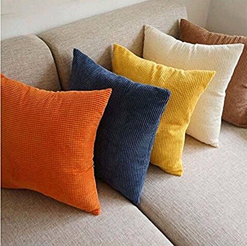 westeng 1 Maiskörner Cord Kissenbezug, quadratisch Kissen Überwurf Fall Home Office Bar Decor 45 x 45 cm (gelb) - 5
