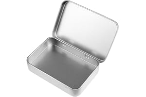 KALIONE Mini scatola di latta portatile in metallo con coperchio, rettangolare, incernierata, vuota, per caramelle, saponi, orecchini, gioielli, artigianato, regali