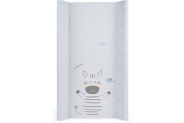 Matelas a langer pour bébé KikkaBoo STRIPY FRIENDS, matelas a langer en PVC souple 80x50 cm, imperméable et portable, bleu