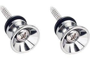 Banworks Pulsanti per tracolla per chitarra perni terminali in metallo con viti di montaggio per chitarre acustiche/elettriche Strat Tele, confezione da 2 JT/BDK-01 cromati