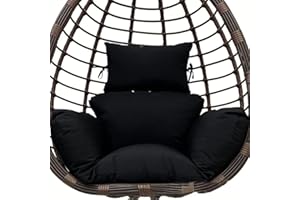 ‎TIELAG Hängesessel Kissen Outdoor, Wasserdicht Polster Hängekorb, Auflage für Polyrattan/Rattan Hängeschaukel, Schaukel Korb, Nur Schaukelkissen, Schwarz