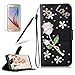 Produktbild Girlyard für Samsung S9 Diamant Lederhülle, Bling Glitzer DIY Crystal Schutzhülle Luxus Premium PU Flip Case mit Lanyard Strap Standfunktion Kartenfach Magnetverschluss Etui für Samsung Galaxy S9 Weiß Rose Blume Love