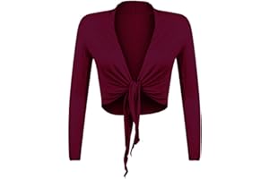 Gloop Damen Schöne, Elegante Bolero Jäckchen Langarm Bolero zum Knoten