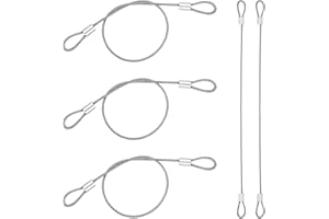 Thinp 5Stück Sicherheitskabel Edelstahl,Stahlseil mit Ösen,30cm X 2mm Drahtseil,Sicherungsseil Kurz,Schlaufenkabel,für Fahrradschlösser Türschlösser Gepäckschloss Gartenmöbel Hängende Bildlichtobjekte
