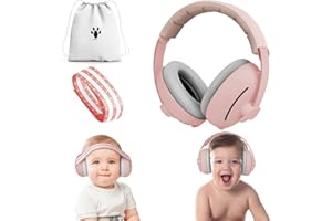 Aolso 2 in 1 Gehörschutz Baby Kopfhörer, Kopfhörer Lärmschutz, Ohrenschützer Lärmschutz für Neugeborene, Baby Ohrenschützer Noise Cancelling mit gepolstertem und verstellbarem Kopfbügel (Rosa)