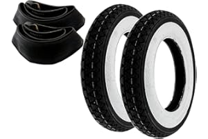 2EXTREME 2X Weißwand Reifen 3,50-10 51J bis 100 km/h Kenda + Schlauch mit 90 Grad Ventil kompatibel für Piaggio Vespa Rollerreifen Retro PX, Sommer Reifen mit klassischem Profil