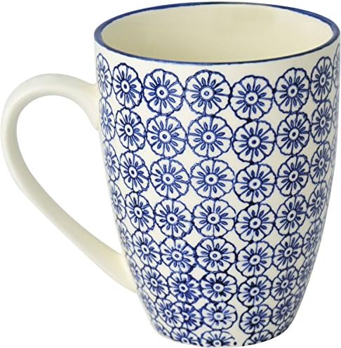 Nicola SpringHand-Printed Mug - 330ml - Navy - Pack of 1 - Porcelain Hot Chocolate Cups Tea & Coffee Mugs for Kitchens, Cafes & Restaurants