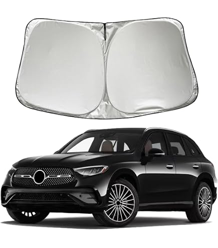 Car Windshield Sun Shade For Mercedes Benz GLC 2023-2025 & E-Class 2017-2025 - Foldable, Double Layer, No Suction Cups