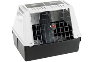 Ferplast Transportin Perro Coche, Atlas Car 80, Puerta Corredera Doble con Cerradura de Seguridad, Alfombrilla de Drenaje incluida – L 82 x W 51 x H 61 cm – MAX 20 kg
