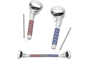 JUBOTY 3 In 1 Upgraded VR Dual Long Stick Handle Extension Game Grips Handle Attachment for Meta/Oculus Quest 2 Controller Grips, Enhance Playing Saber/Golf/Baseball/Gorilla Tag VR Game Experience