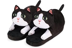 OPENHAHAHA Pantofole da uomo e donna, in peluche con simpatico design a gatto, pantofole per gatti in morbido memory foam, pantofole antiscivolo comode, pantofole in cotone per uomo e donna in autunno inverno