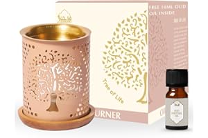 Dukhni Tree of Life Oil Burner | Brass burner with candle | Use this diffuser with essential oil & diffuser oils | Relax with home aromatherapy for stress relief, meditation and home fragrance