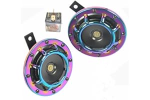 Yida Car Horn Bocina eléctrica del coche135DB Car Electric Horn Rojo Bocina Super Loud Bass Metal Double Horn Kit Bocina de Aire para Todos los vehículos de 12V Camiones Trenes vehículos etc