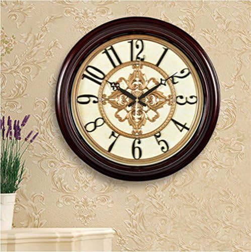 X&amp;L European Style Living Room Large Wall Clock Modern Retro Creative Silent Single Side Wall Clock Art Imitation Wood Clock 47.5 * 6.5 * 47.5cm , 20 inches