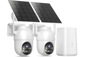 BOOPEX 2K Camera Surveillance WiFi Exterieure sans Fil Solaire à Batterie, 2 Kit Caméra avec Base, Zéro Frais, Stockage Local 32Go, 360° Panoramique, Alerte, Vision Nocturne en Couleur, 2,4/5Ghz WiFi