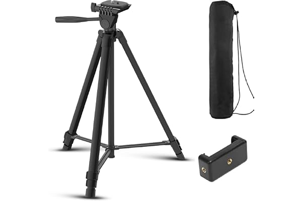 DIGITEK (DTR 480LW) 57 Inch Portable Aluminium Alloy Tripod with Smartphone Holder & 360° Ball Head, 3 Section Adjustment, 2kg Load Capacity, Carry Bag, Compatible with Smartphone, Video Camera, DSLR.